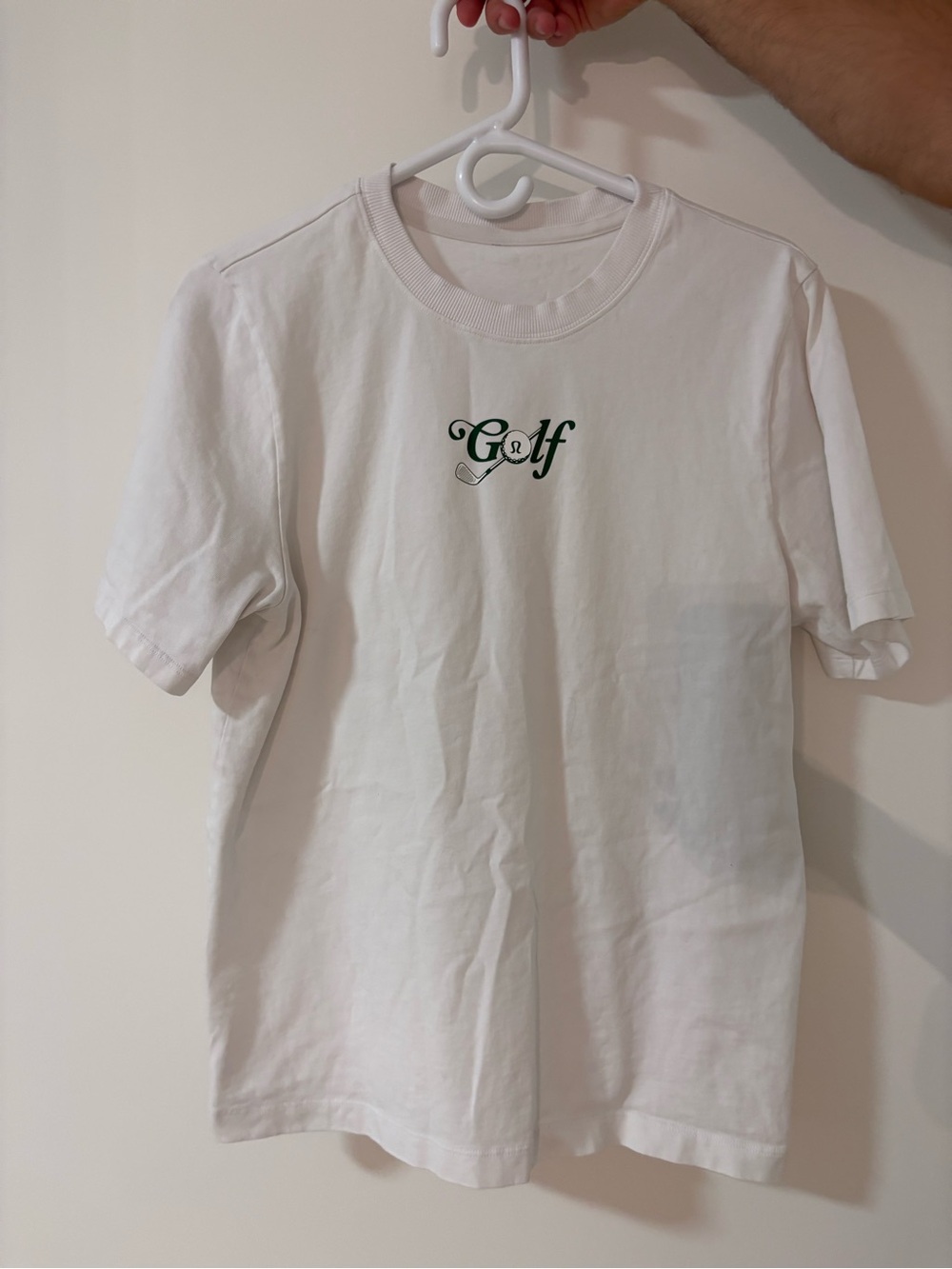 lululemon athletica White Short Sleeve Tee with Green Golf Graphic